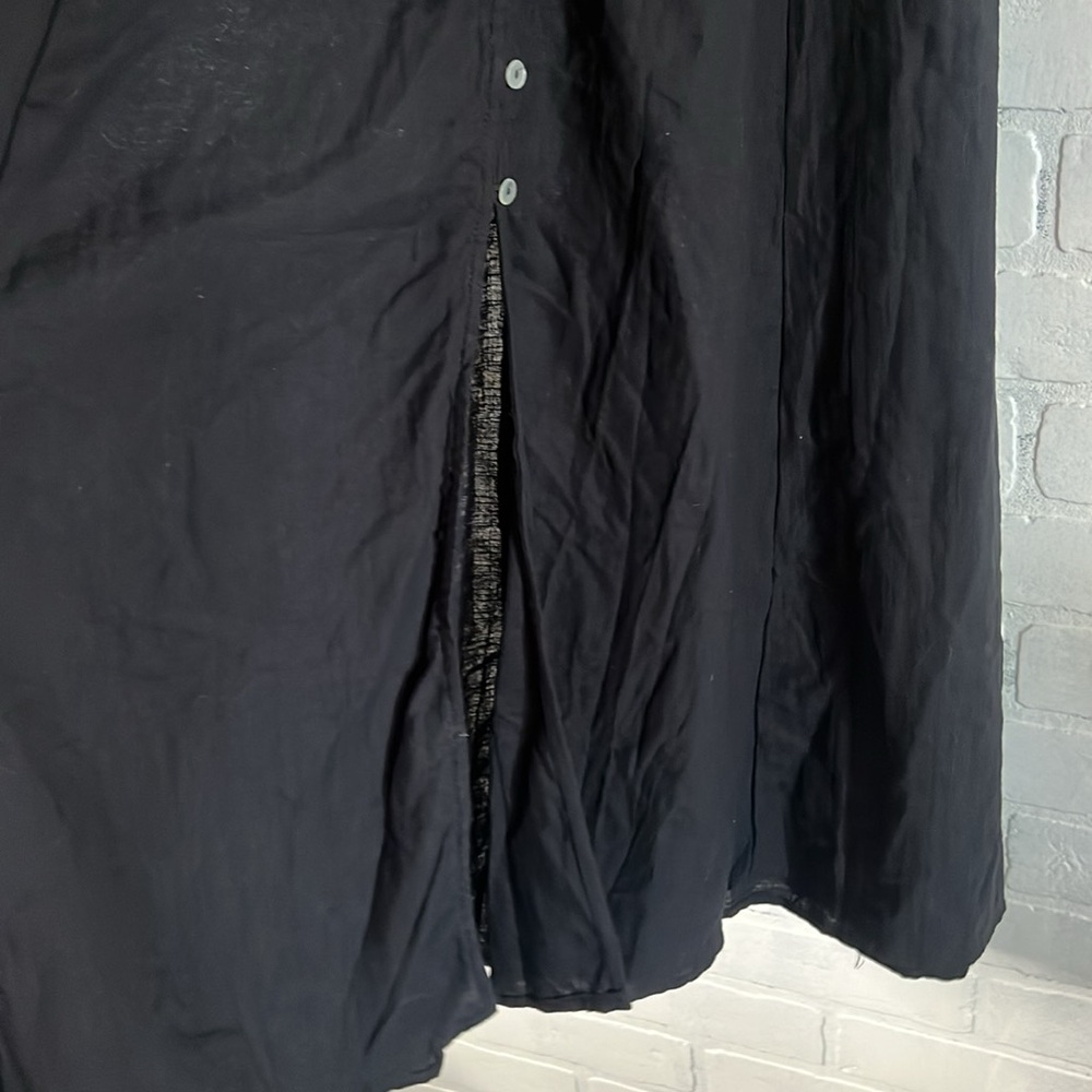 Iris Maxi Melina L/S Dress Black Size 8 Button Front V Neck Puff Sleeves - Picture 9 of 13